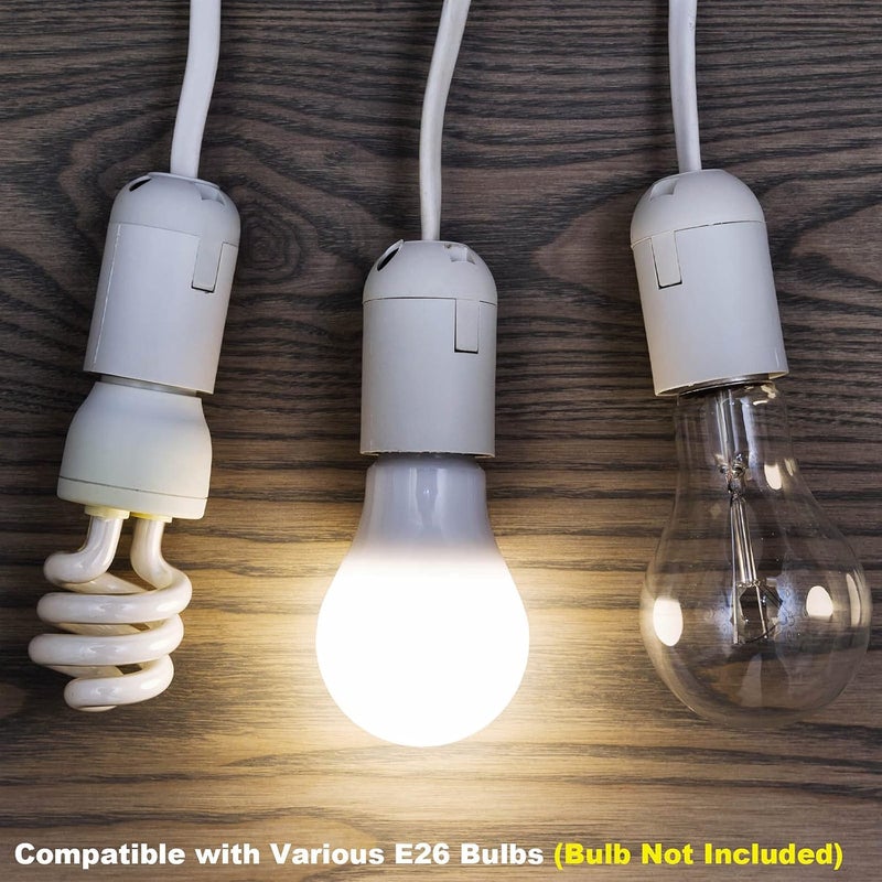 OmiSun Plug in Hanging Light Kit, Retro Hanging Lights with Plug in Cord, E26 E27 Industrial Pendant Light Fixture, 9.8 FT Cord with On/Off Switch Hanging Lamp for Living Room Bedroom 2 Pack (White) - Image 3